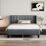 Queen size Upholstered Platform Bed Frame with Headboard, Mattress Foundation, Wood Slat Support, Quiet, no Box Spring Needed, Easy to Assemble Light Grey W1793140457-djyc