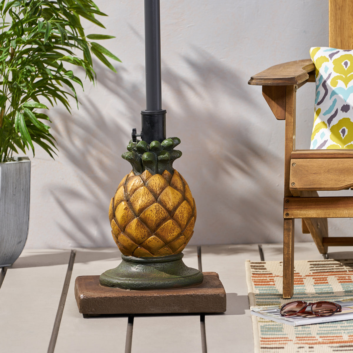 Tropical Pineapple Umbrella Base – Add Charming Support to Your Outdoor Space 67768.00YLW-djyc