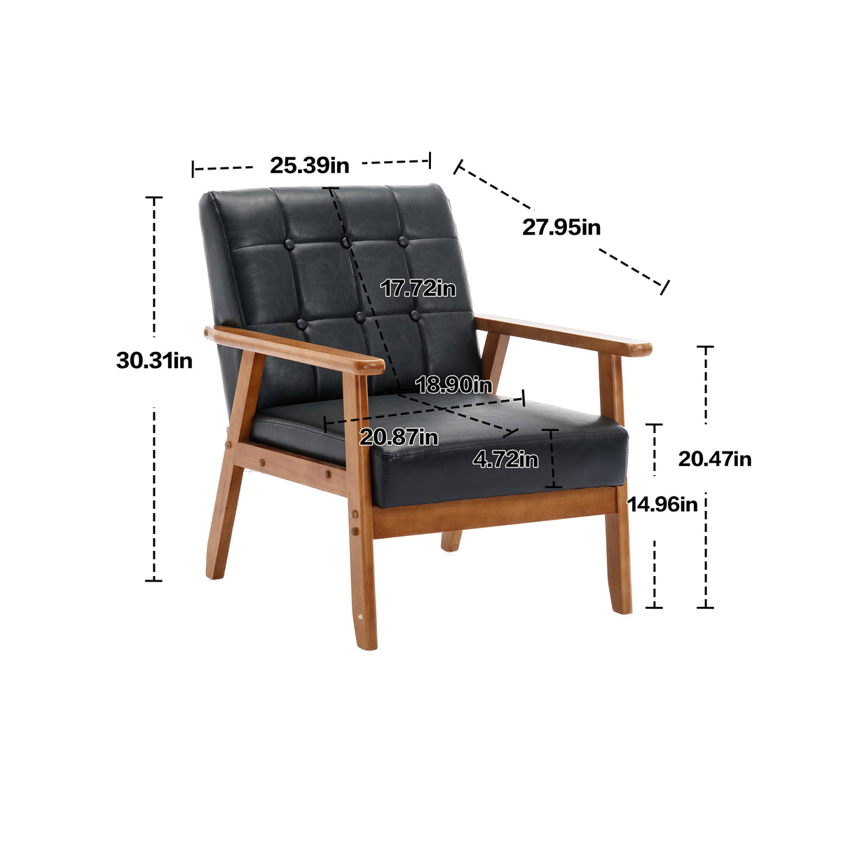 Accent Chairs Set of 2 with Side Table, Mid Century Modern Accent Chair, Wood and Fabric Armchairs Side Chair, Lounge Reading Comfy Arm Chair for Living Room, Bedroom, Office W153982249-djyc