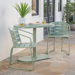 Noble House Outdoor Bistro Set – Matte Teal Iron Construction, Oval Table & Slatted Chairs 62015.00CGRN-djyc