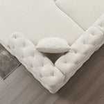 126-inch Modern Style Chenille Three Piece Sofa, Pull Point Design U-shaped Sofa two Chaise Longue Seats, two Pillows and Plastic Feet, Suitable for Living room, Bedroom, Lounge and Projection Room W834S00328-djyc