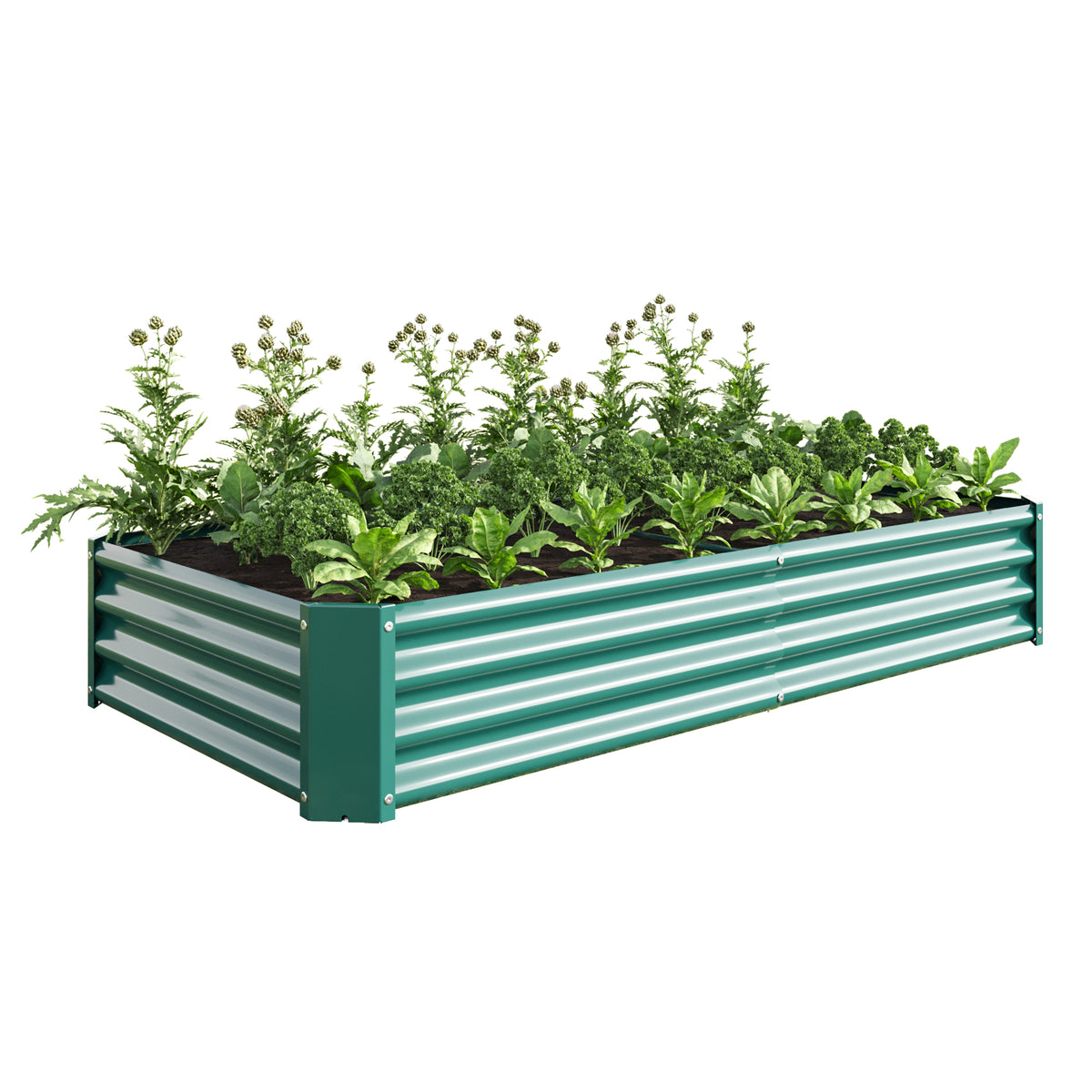 Raised Garden Bed Outdoor, 6×3×1ft , Metal RaisedRectangle Planter Beds for Plants, Vegetables, and Flowers - Green W84091003-djyc