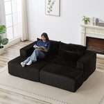 87" Oversized Sectional Lounge Chaise,No Assembly Required,Cloud Plush Loveseat with two Removable Footstool,Fluffy Modern Sleeper Chair for Indoor Living Room Bedroom W834S00333-djyc