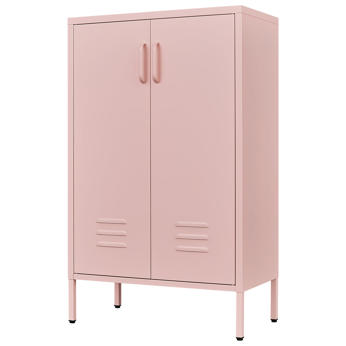 Pink Steel Double Door Cabinet with Handles, With Removable Dividers and Adjustable Height. Suitable for Living Room, Office, Bedroom, Study and Other Places. W328P195208-djyc
