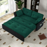 Convertible Pull Out Sofa Bed Queen Size, 3-in-1 Convertible Sleeper Couch with Thicked Cushions and Side Storage,Multi-Functional chenille Loveseat Sofa for Living Room,Bedroom,Apartment,Office,Green W3163P269679-djyc