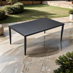 Outdoor Patio Aluminum 40'x70' Rectangle Dining Table with Tapered Feet & Umbrella Hole, Ember Black W1886P163411-djyc