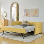 Daybed with Twin Size Pop-up Trundle Upholstered Tufted Sofa Bed, Twin Size, Boucle Fabric (83'x43'x29.5')-W1413S00174