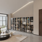 Best selling new design double door metal glass display storage cabinetwith light strip for living room W2385P152311-djyc