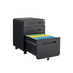 3 Drawer Mobile File Cabinet Under Desk Office,Simple Style Versatile Storage Cabinet for Legal/Letter/A4 Files, 5 Wheel Design Anti-Tilting Cold Rolled Steel Waterproof Moisture-Proof Black W124782438-djyc