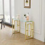Console Table Stainless Steel Glass,Meal side table Golden Clearbs-02 W1727P195276-djyc