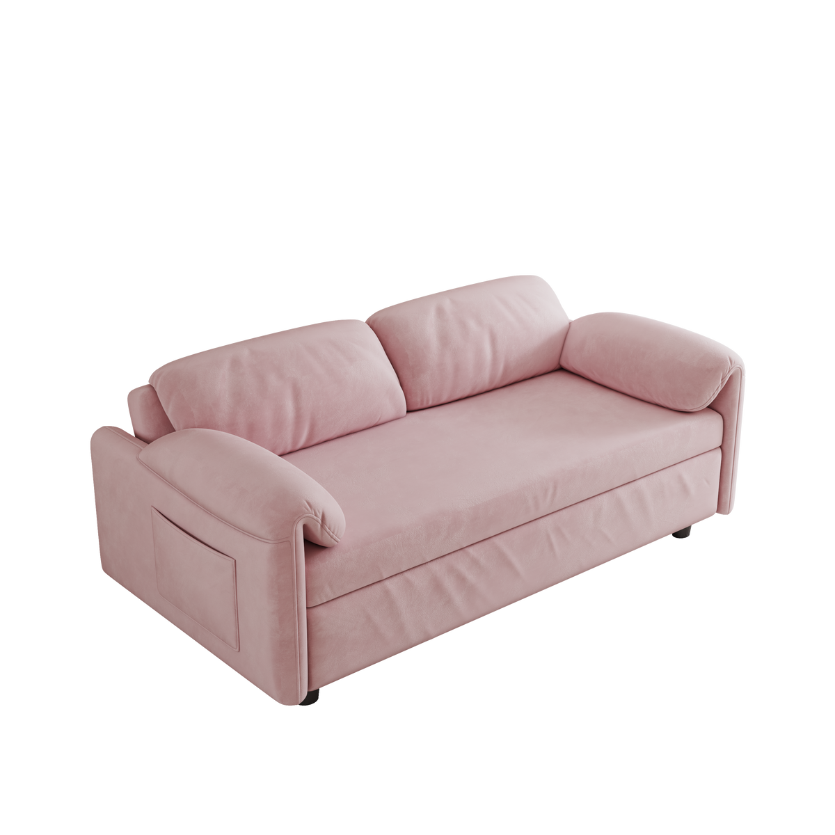 Sofa at the Forefront: 54-inch Velvet Pink Sofa Bed for Multi-purpose Living Spaces, Featuring a Retractable Bed W1278127956-djyc