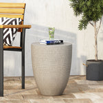Modern Tapered Cylindrical Concrete Side Table – Textured Design, No Assembly Needed 73445-djyc