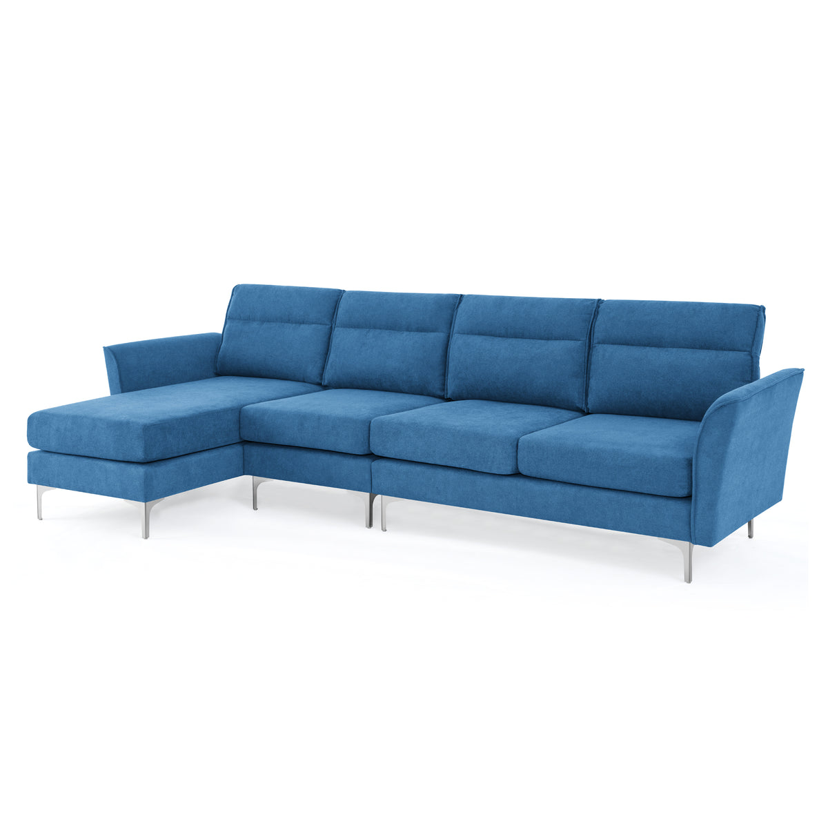 Modern Sofa 3-Seat Couch with Stainless Steel Trim and Metal Legs for Living Room,New package compression sofa technology,Navy blue W487S00235-djyc