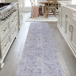 MAVAL Blue Washable Rug 2'6'' x 10' Runner Rug (Blue+Cream, 2'6'' x 10')-B189P189047