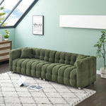 Luxurious 102-Inch Green Teddy Fleece Sofa for Living Room, Bedroom, or Apartment - Includes Two Throw Pillows & Reinforced with Heavy-Duty Hardware Feet W1278S00020-djyc
