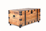 Trunk Table with four wheel Large capacity storage Coffee table, NaturalReclaimed Wood /Black Metal W142562425-djyc