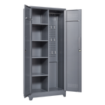 Metal Storage Cabinets, Cleaning Tool Cabinet with Locking Door, Tall Broom Tool Organizer and Storage, Large Storage Cabinet for Kitchen, Pantry, Office, Shop W328P193779-djyc