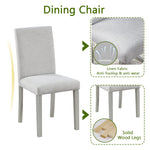 5 Piece Wooden Dining Table Set, Kitchen Table Set with a Rectangular Table and 4 Upholstered Chairs, Wooden Dining Room Table with Crystal Decoration and Chairs Set, Silver grey W1998S00048-djyc