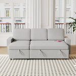 85.8" Pull Out Sleeper Sofa L-Shaped Couch Convertible Sofa Bed with Storage Chaise And Storage Racks,With USB Port And T-pyce Port W834S00267-djyc