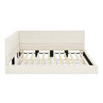 Full Size Upholstered Tufted Bed Frame, Sofa Bed Frame with Comfortable Backrest and Armrests, Full Size Bed for Bedroom, Living Room,Velvet, Beige(80.5''*59''*30.5'') W487S00223-djyc