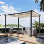 13 x 10 Ft Outdoor Patio Retractable Pergola With Canopy Sun shelter Pergola for Gardens,Terraces,Backyard W419P149936-djyc