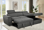 97 inch Convertible Sectional Sofa with Storage Chaise, Adjustable Headrests, Contemporary L-shaped Sleeper Corner Sectional Sofa with a Pull-Out Bed ,Gray W1417S00052-djyc