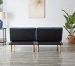 Corduroy fabric, wooden legs convertible sofa bed (Color:Blue) W1669P156117-djyc