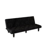 Sofa-to-Bed Evolution: 66" Black Velvet Sofa Bed Transforms Seamlessly, Ideal for Family Living Rooms, Apartments, and Bedrooms W127860390-djyc
