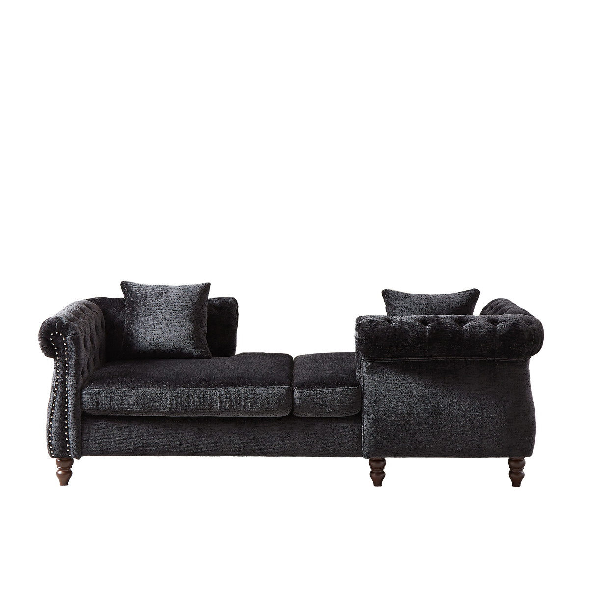 81-inch Chenille Face-to-face Chaise Lounge with Two Pillows,Nailhead trim,Button Tufted Design and Rolled Arms for Lounge, Living room and Office W834S00319-djyc