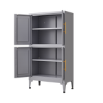 Grey Metal Kitchen Storage Cabinet, Kitchen Pantry Storage Cabinet with Doors and Shelves, Storage Cabinet with Adjustable Leveling Foot for Kitchen, Living Room and Dining Room W328P194191-djyc