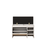 31.49 inches white shoe stool, soft cushion, soft and comfortable cushion, can be placed in the door, bedroom and other scenes W1278P185557-djyc