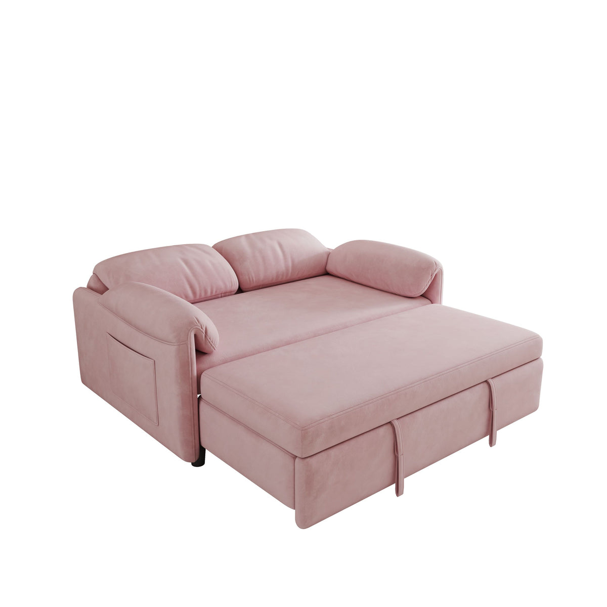 Sofa at the Forefront: 54-inch Velvet Pink Sofa Bed for Multi-purpose Living Spaces, Featuring a Retractable Bed W1278127956-djyc