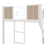 Twin Over FULL Metal Bunk Bed with Trundle 2 - Side Ladder and Full-Length Guardrail, No Box Spring Needed, Large Under Bed Storage, Easy Assemble W311133416-djyc