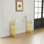 Console Table Stainless Steel Glass,Meal side table Golden Clearbs-02 W1727P195276-djyc