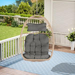 Outdoor Garden Rattan Egg Swing Chair Hanging Chair Wood+Dark Gray W87470733-djyc
