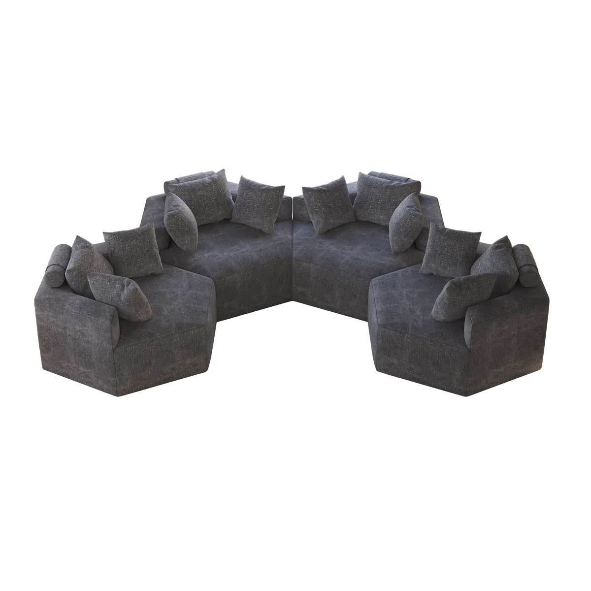 54''L Chenille Sponge single sofa,No Assembly Required,Fluffy Modern Sleeper Chair for Living room, Bedroom, Lounge and Projection Room W834P221043-djyc