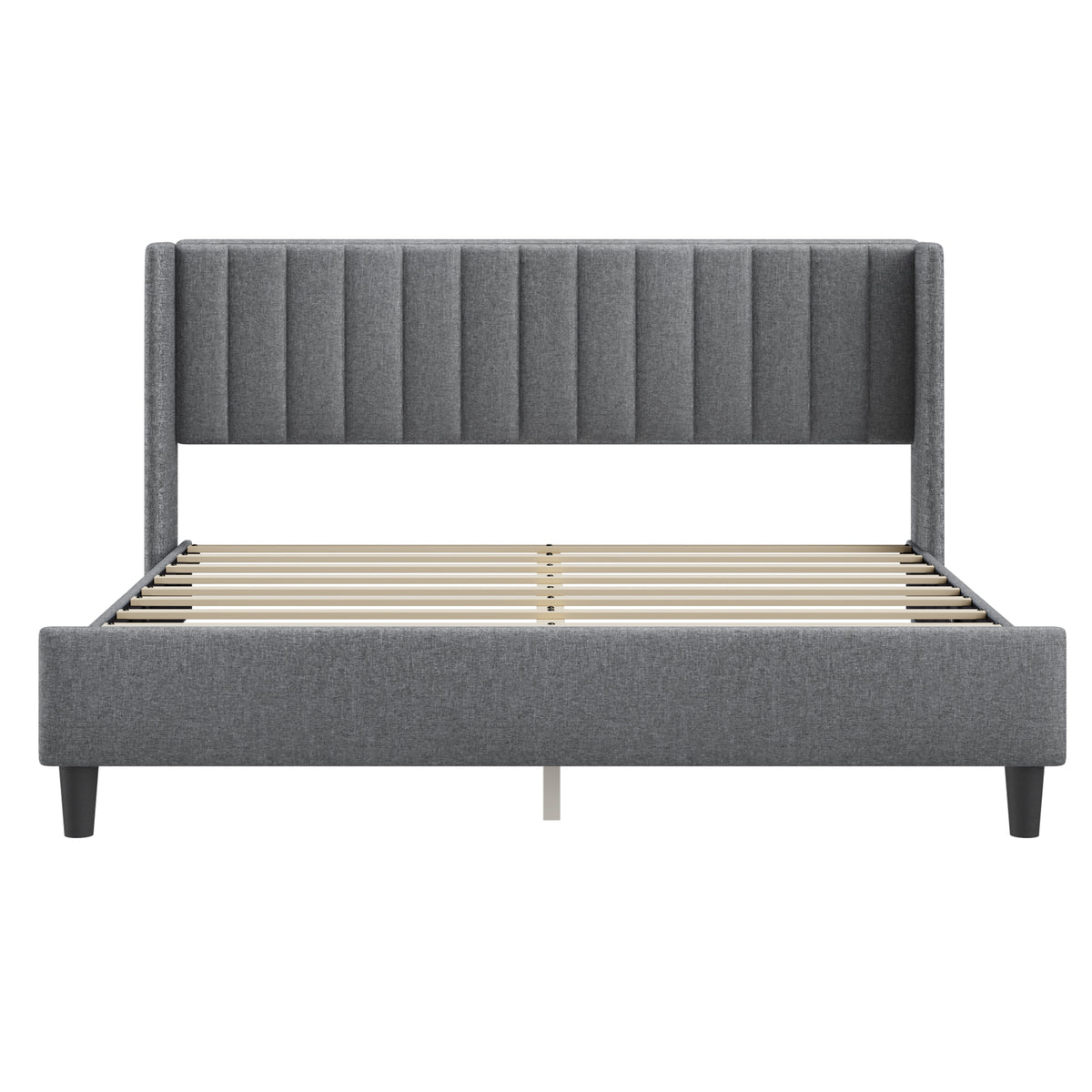 King size Upholstered Platform Bed Frame with Headboard, Mattress Foundation, Wood Slat Support, Quiet, no Box Spring Needed, Easy to Assemble Light Grey W1793140460-djyc
