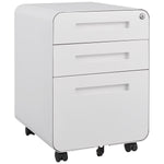 3 Drawer Mobile File Cabinet Under Desk Office,Simple Style Versatile Storage Cabinet for Legal/Letter/A4 Files, 5 Wheel Design Anti-Tilting Cold Rolled Steel Waterproof Moisture-Proof White W1247P145905-djyc
