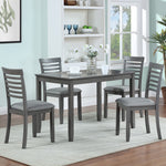 5 Piece Modern Dining Set, Rectangular Wooden Dining Table with 4 Upholstered Chairs for Kitchen, Dining Room, Gray W1998S00013-djyc