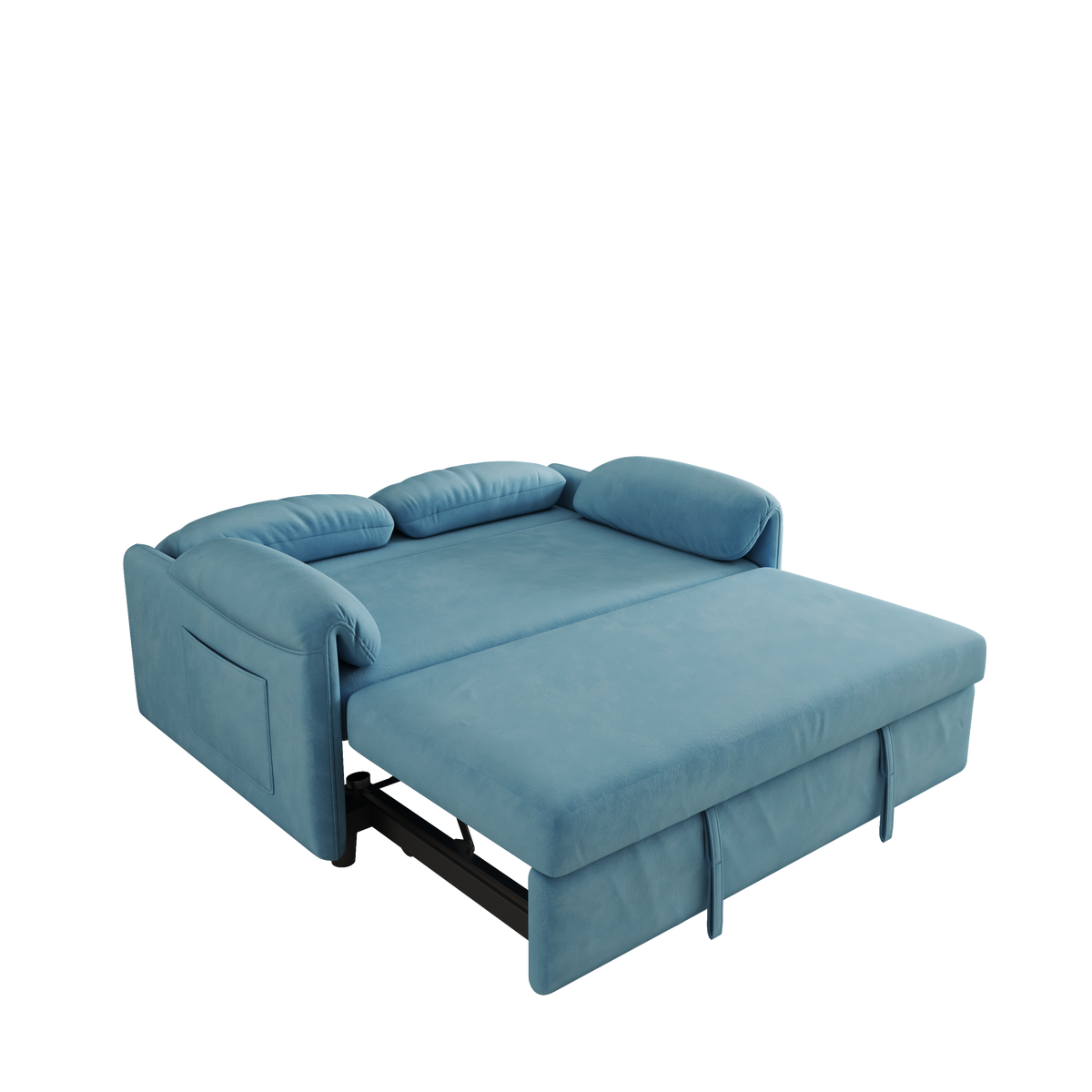 Sofa Showcase: 54" Velvet Blue Sofa Bed – A Dual-Purpose Living Room Gem with a Retractable Bed Option W1278127958-djyc