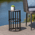 Versatile Ceramic Tile Side Table – Lightweight Powder-Coated Iron Frame, Perfect for Outdoor Spaces62203.00BLK-djyc