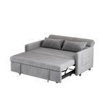 Sofa Pull Out Bed Included Two Pillows 54" Grey Velvet Sofa for Small Spaces W1278125091-djyc