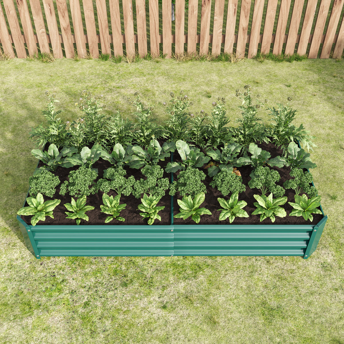 Raised Garden Bed Outdoor, 6×3×1ft , Metal RaisedRectangle Planter Beds for Plants, Vegetables, and Flowers - Green W84091003-djyc
