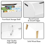 Wooden Toy Box, Kids Toy Storage Organizer with Front Bookshelf, Flip-Top Lid, Safety Hinge, Boys Girls Toy Chest Bench for Playroom Kids Room Organization (White) W808127560-djyc