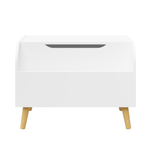 Wooden Toy Box, Kids Toy Storage Organizer with Front Bookshelf, Flip-Top Lid, Safety Hinge, Boys Girls Toy Chest Bench for Playroom Kids Room Organization (White) W808127560-djyc