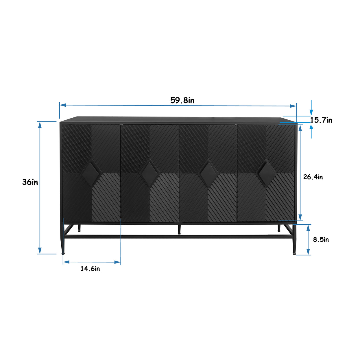 Accent Black Lacquered 4 Door Wooden Cabinet Sideboard Buffet Server Cabinet Storage Cabinet, for Living Room, Entryway, Hallway, Office, Kitchen and Dining Room W1435133315-djyc