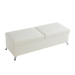 56.7" Bed Bench with Storage White Leather W1669P147646-djyc
