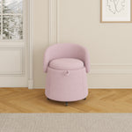 Versatile 23" Storage Stool: Multi-Functional Pink Teddy Fleece Design, Enhances Functionality in Bedrooms & Living Rooms W1278122696-djyc