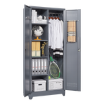 Metal Storage Cabinets, Cleaning Tool Cabinet with Locking Door, Tall Broom Tool Organizer and Storage, Large Storage Cabinet for Kitchen, Pantry, Office, Shop W328P193779-djyc