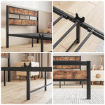Twin Size Platform Bed Frame with Rustic Vintage Wood Headboard, Strong Metal Slats Support, No Box Spring Needed W840P144081-djyc